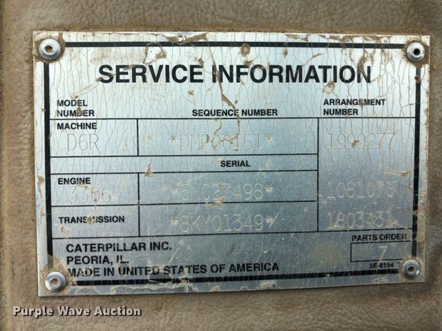 image for item DI0437 2001 Caterpillar D6R XW  dozer