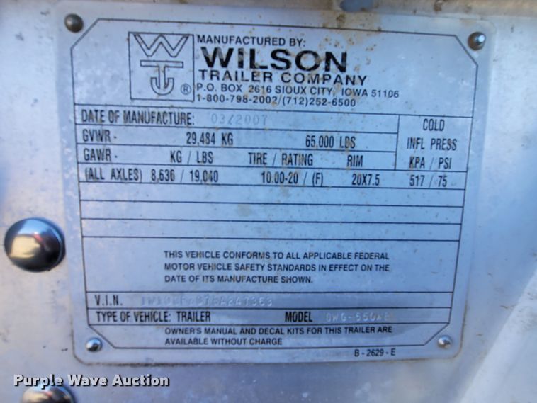 image for item ET9018 2008 Wilson DWC550WB walking floor trailer