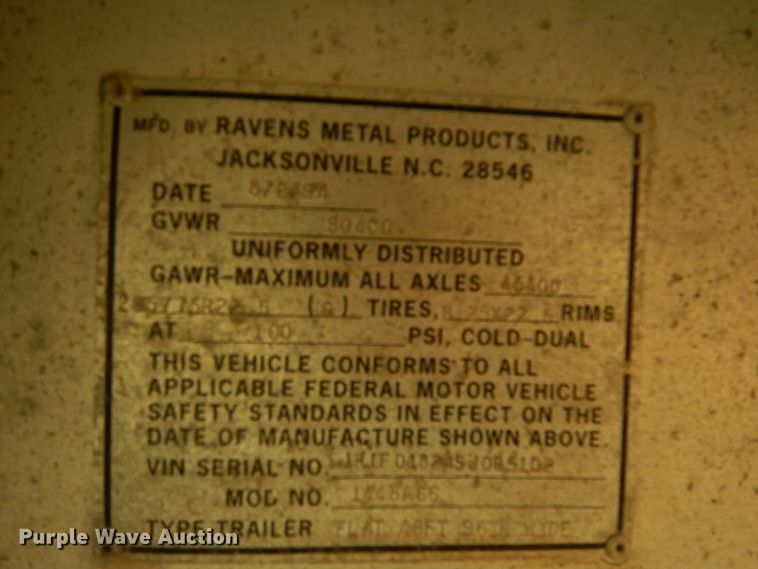 image for item AF9963 1994 Ravens 1448A66 flatbed trailer