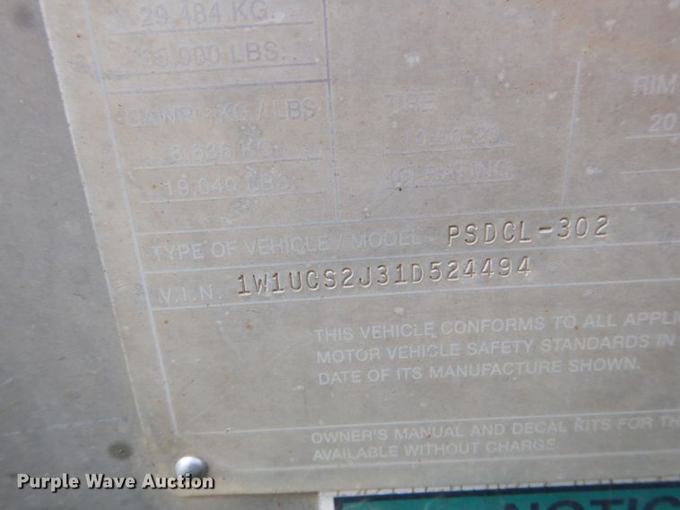 image for item DA5262 2001 Wilson PSDCL-302 livestock trailer