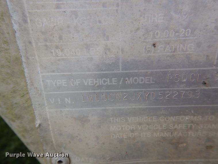 image for item DA5263 2000 Wilson PSDCL-302 livestock trailer