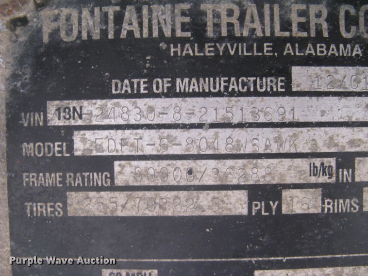 image for item DC1449 2001 Fontaine EDFT-6-8048WSAWK drop deck trailer