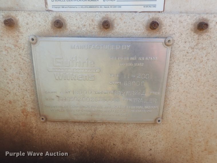 image for item DC1456 2002 Guthrie Wilkens GWFT50 walking floor trailer
