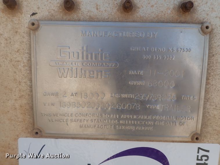 image for item DC1457 2002 Guthrie Wilkens GWFT50 walking floor trailer