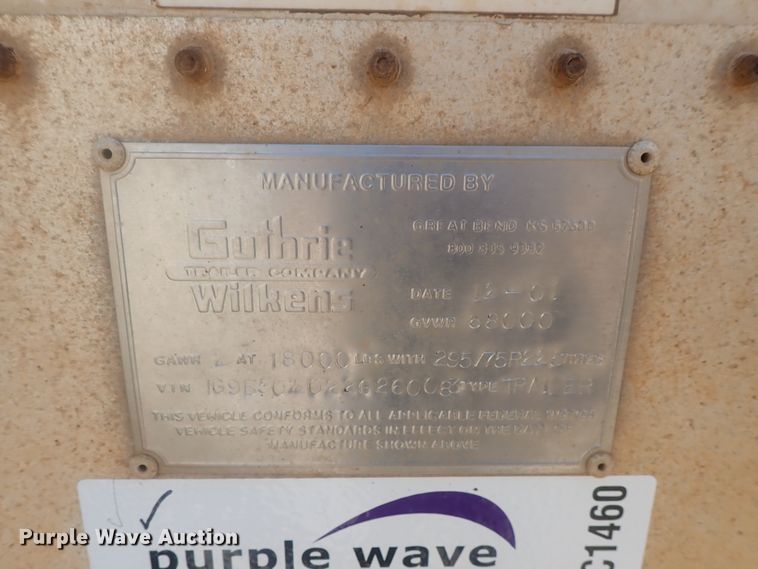 image for item DC1460 2002 Guthrie Wilkens GWFT50 walking floor trailer