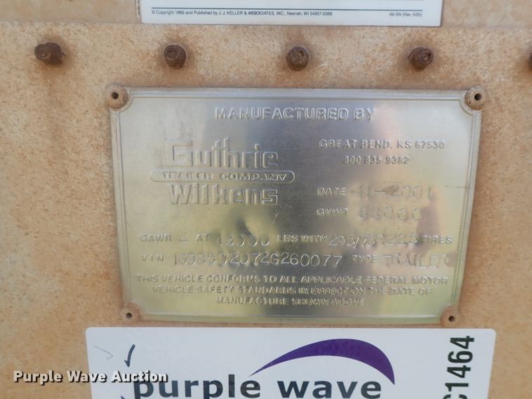 image for item DC1464 2002 Guthrie Wilkens GWFT50 walking floor trailer