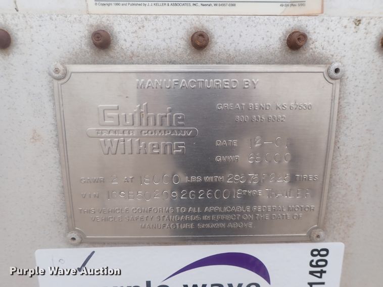 image for item DC1468 2002 Guthrie Wilkens GWFT50 walking floor trailer