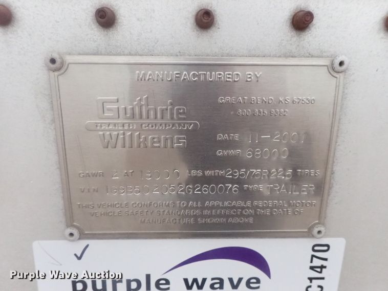 image for item DC1470 2002 Guthrie Wilkens GWFT50 walking floor trailer