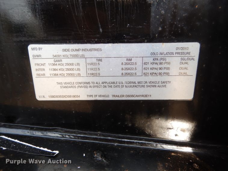 image for item DC8930 (2) 2013 Side Dump Industries side dump trailers