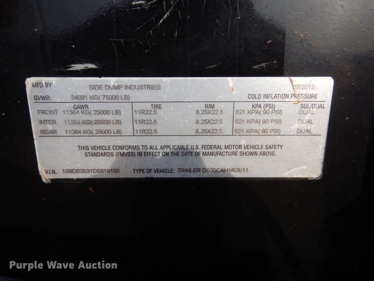 image for item DC8930 (2) 2013 Side Dump Industries side dump trailers