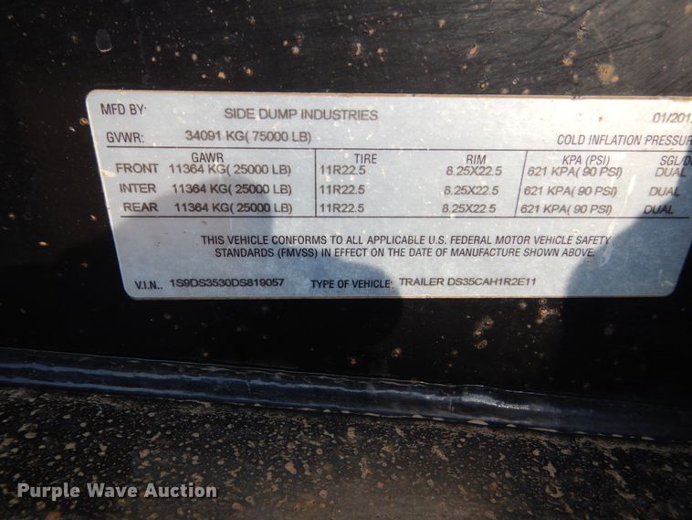 image for item DC8936 (2) 2013 Side Dump Industries side dump trailers