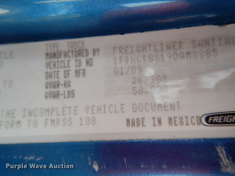 image for item HJ9667 2009 Freightliner Business Class M2  truck cab and chassis