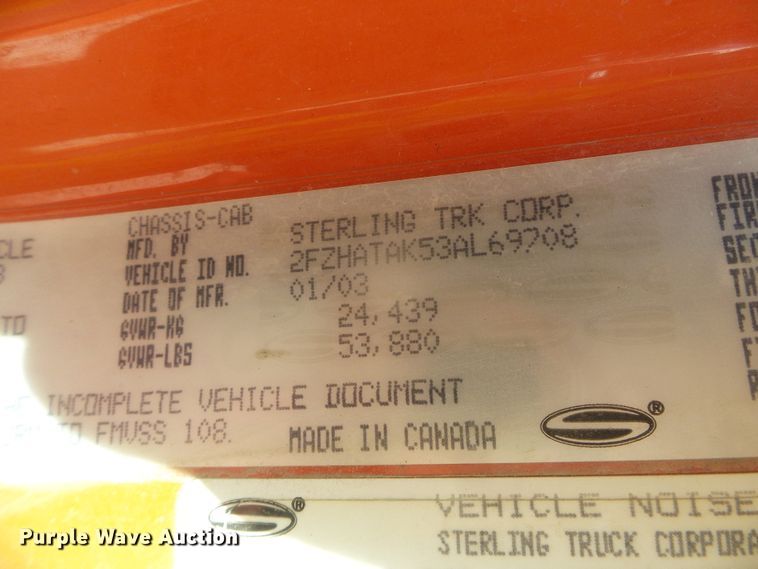 image for item DG8251 2003 Sterling LT7500  dump truck