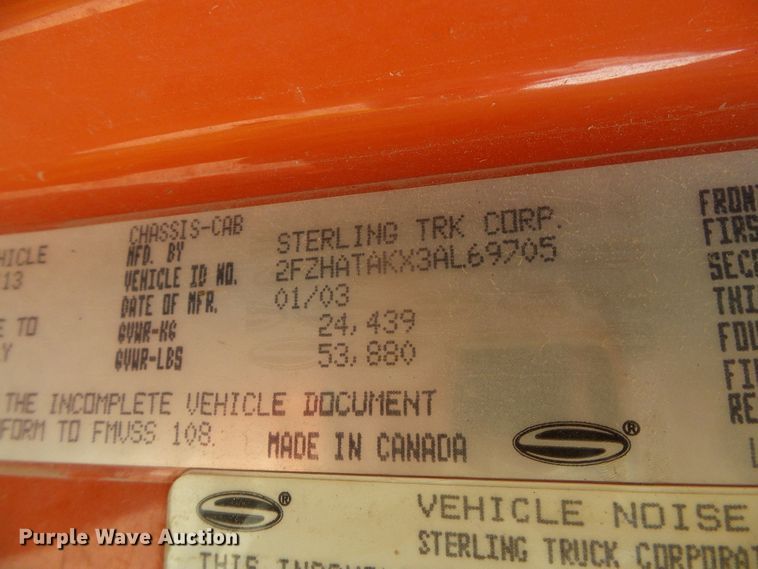 image for item DG8253 2003 Sterling LT7500  dump truck