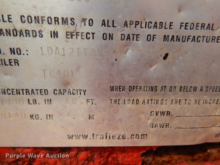 image for item DJ6797 2006 Trail Eze TE401 tilt deck equipment trailer