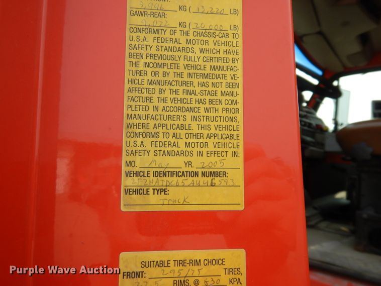 image for item DJ6798 2005 Sterling LT7500  dump truck