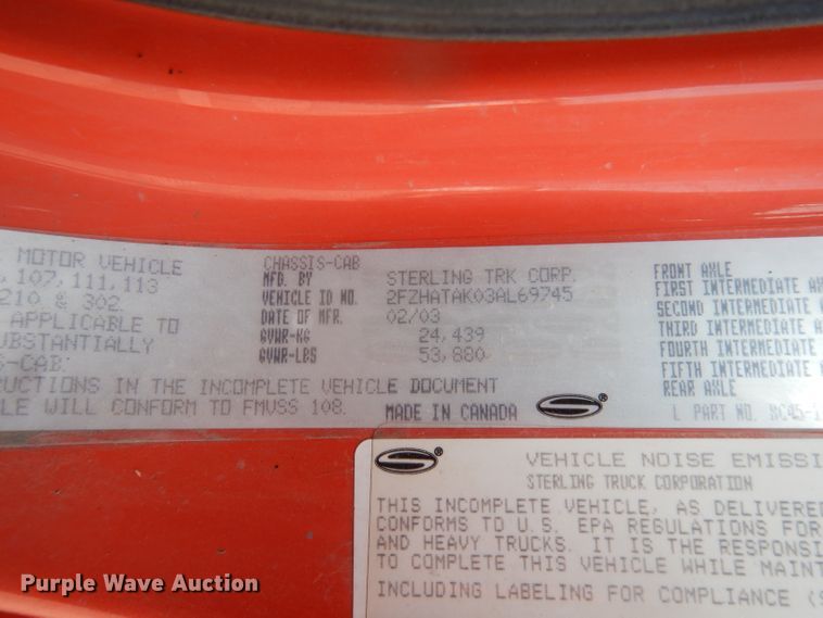 image for item DJ6803 2003 Sterling LT7500  dump truck