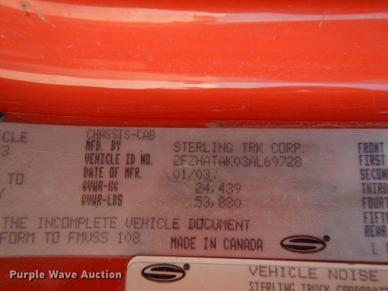 image for item FR9078 2003 Sterling LT7501  dump truck