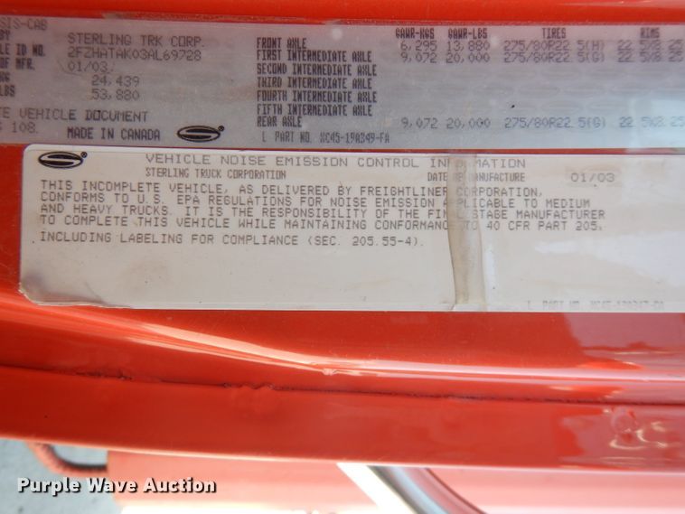 image for item FR9078 2003 Sterling LT7501  dump truck