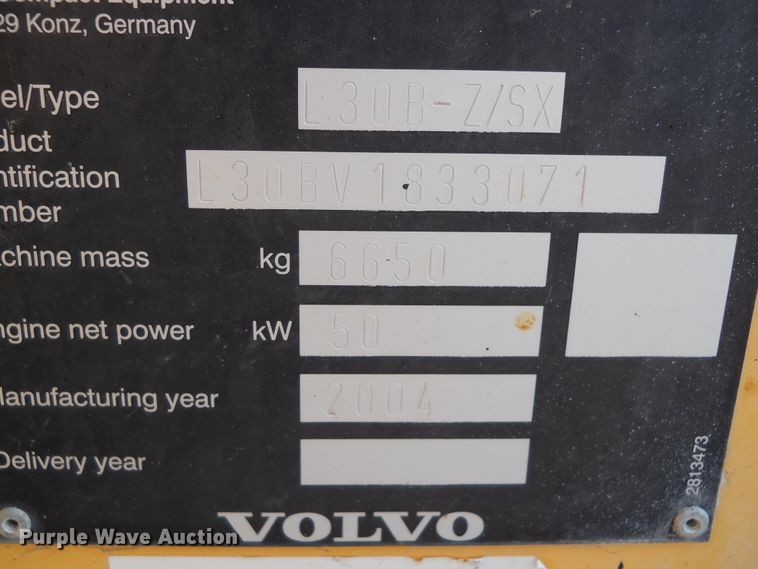 image for item HO9524 2004 Volvo L30B  wheel loader