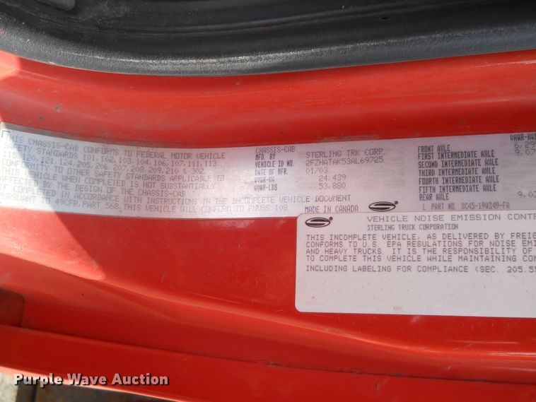 image for item HO9538 2003 Sterling LT7501  dump truck