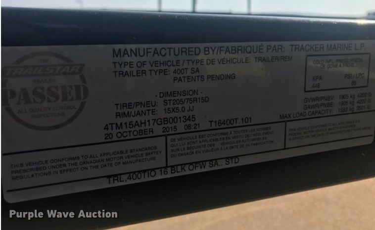 image for item AE9730 2016 Tahoe 400T  boat