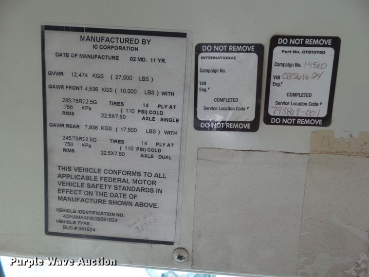 image for item DF0885 2012 International CE  school bus