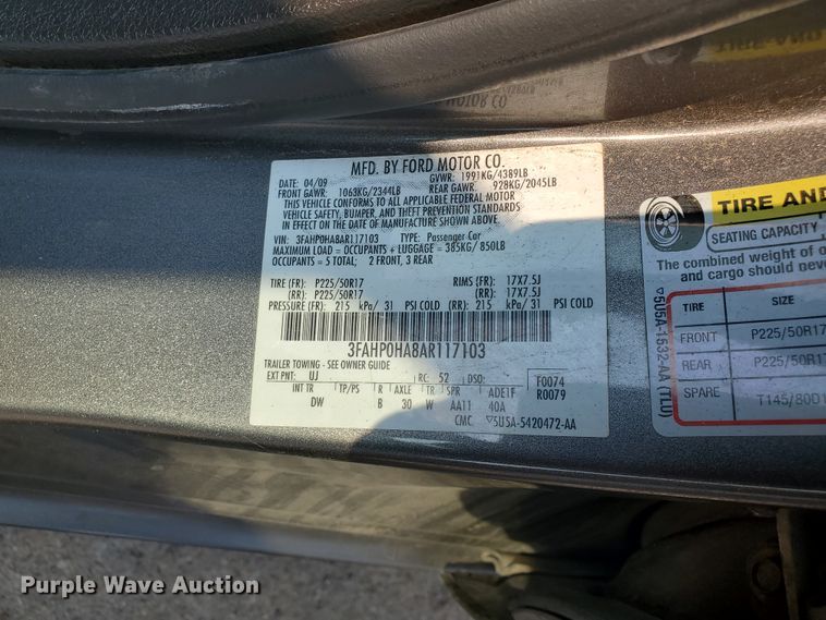 image for item DF5797 2010 Ford Fusion SE