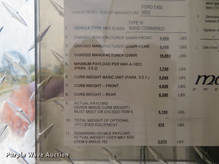 image for item DH1228 2002 Ford Econoline E450 Super Duty  ambulance