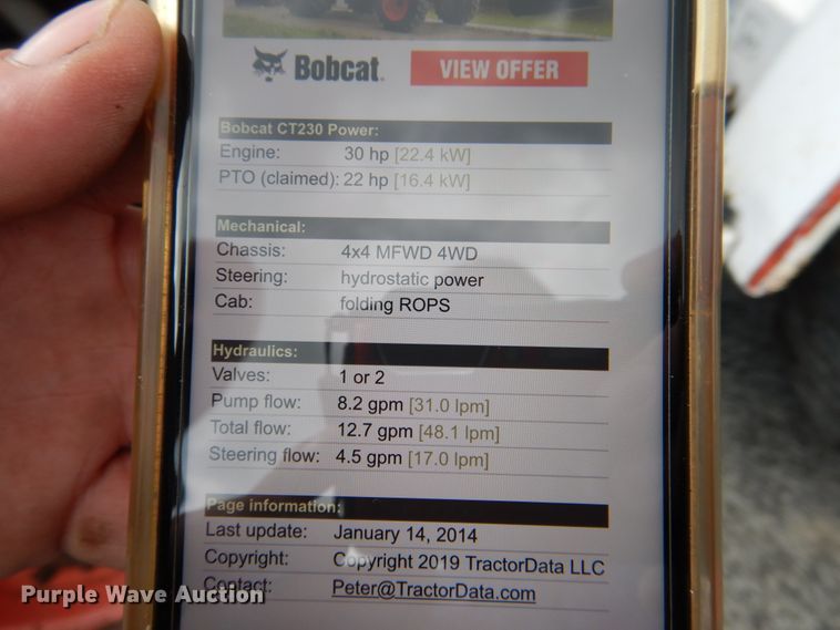 image for item DH7014 Bobcat CT230  tractor