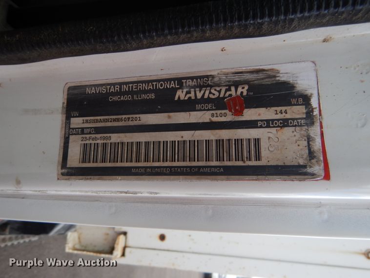 image for item DI8307 1998 International 8100  sewer jetter truck