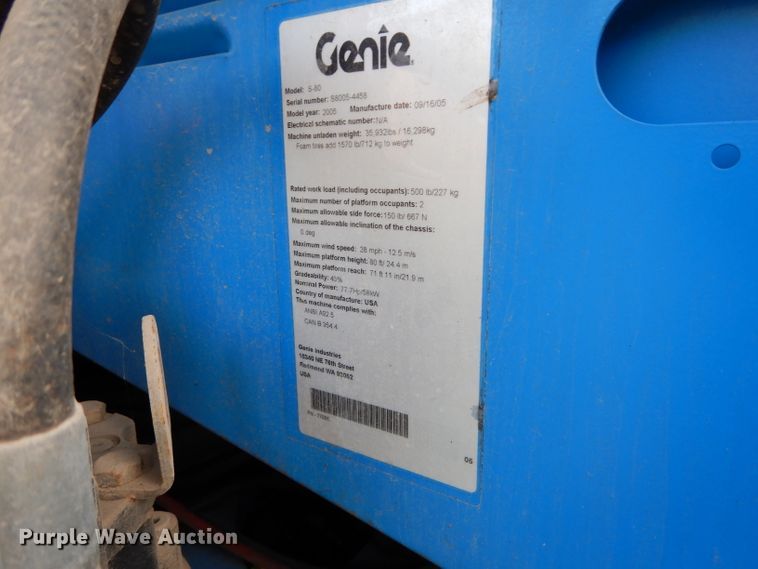 image for item DI8314 2005 Genie S80  boom lift