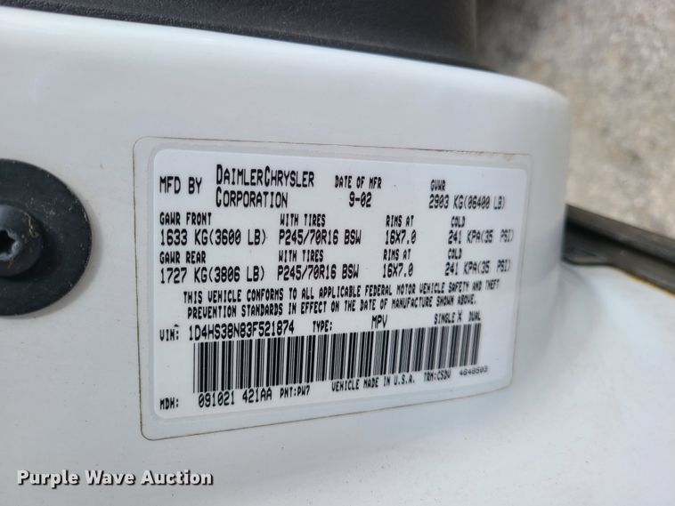 image for item DY9932 2003 Dodge Durango  SUV