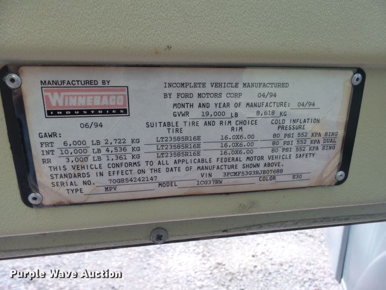 image for item EF9647 1994 Itasca M-37RW  RV