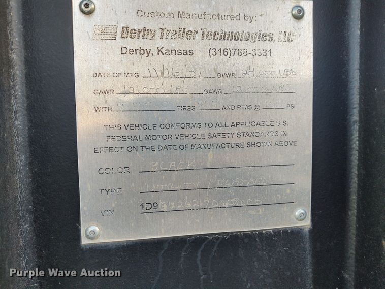 image for item EQ9449 2007 Derby Trailer Technologies equipment trailer