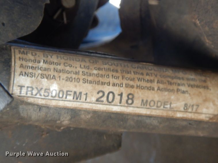 image for item FR9136 2018 Honda TRX500  ATV