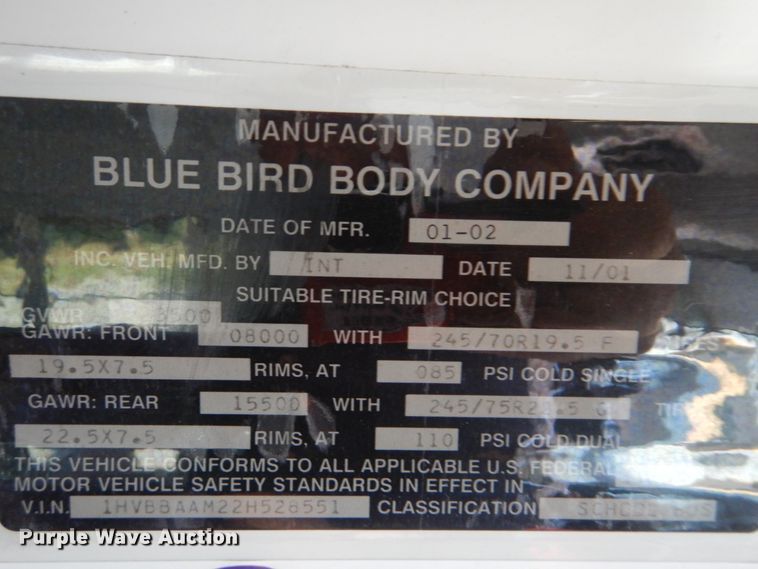 image for item GM9174 2002 International 3800  school bus