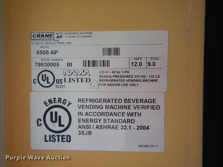 image for item GM9187 Crane Merchandising 6500AP vending machine
