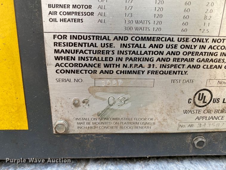 image for item HE9792 1991 Shenandoah Horizon 200 oil burning furnace