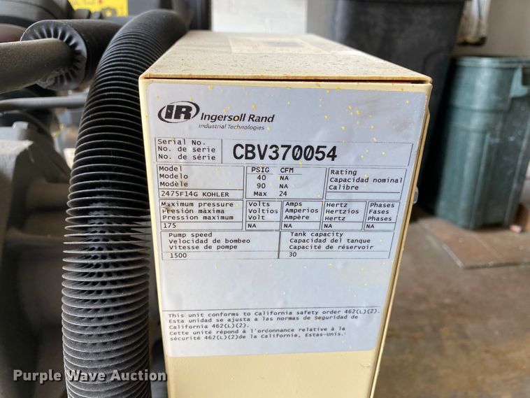 image for item HE9796 Ingersoll Rand 2475 air compressor