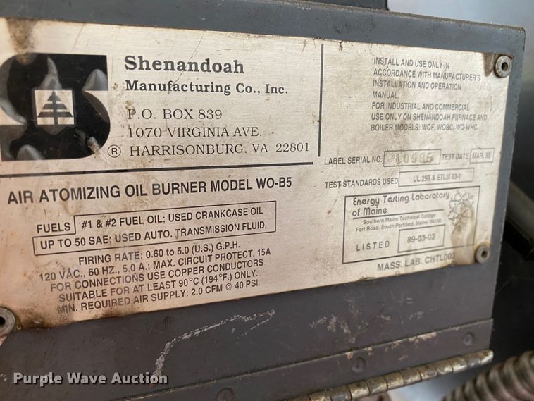 image for item HE9798 1991 Shenandoah Horizon 315 oil burning furnace