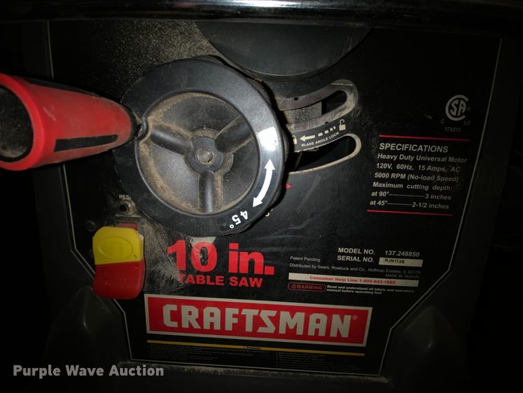 image for item HE9803 Craftsman 137.248850 table saw