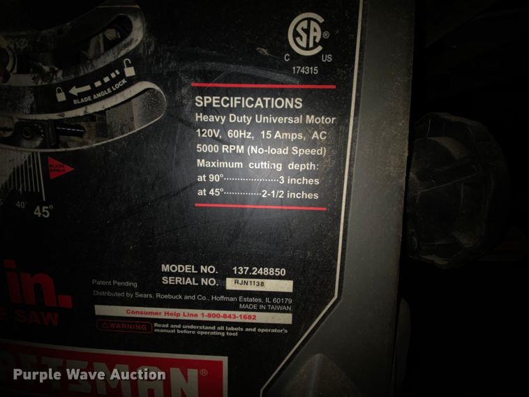 image for item HE9803 Craftsman 137.248850 table saw
