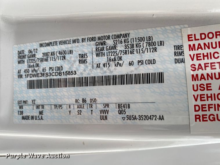 image for item HE9811 2012 Ford E350 Super Duty  El Dorado shuttle bus