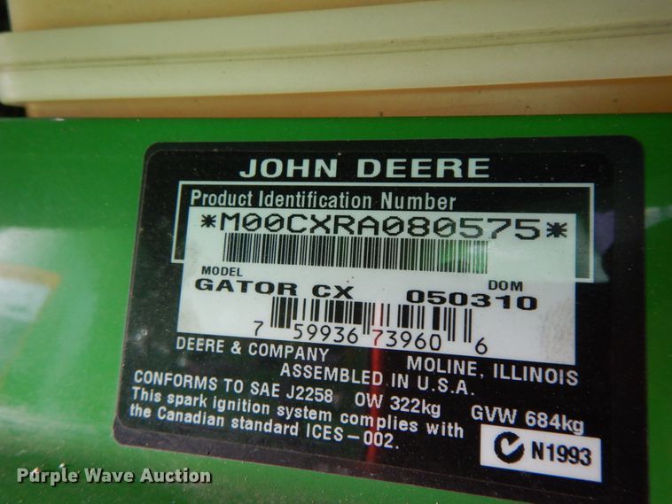 image for item HJ9688 2010 John Deere Gator CX  utility vehicle