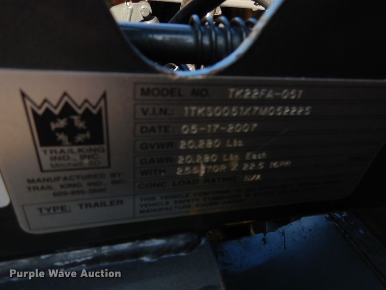 image for item AF9968 2007 Trail King TK110HDG533 lowboy equipment trailer