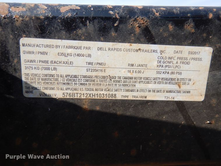 image for item DC8934 2017 DCT EZ Load 14 tilt deck equipment trailer