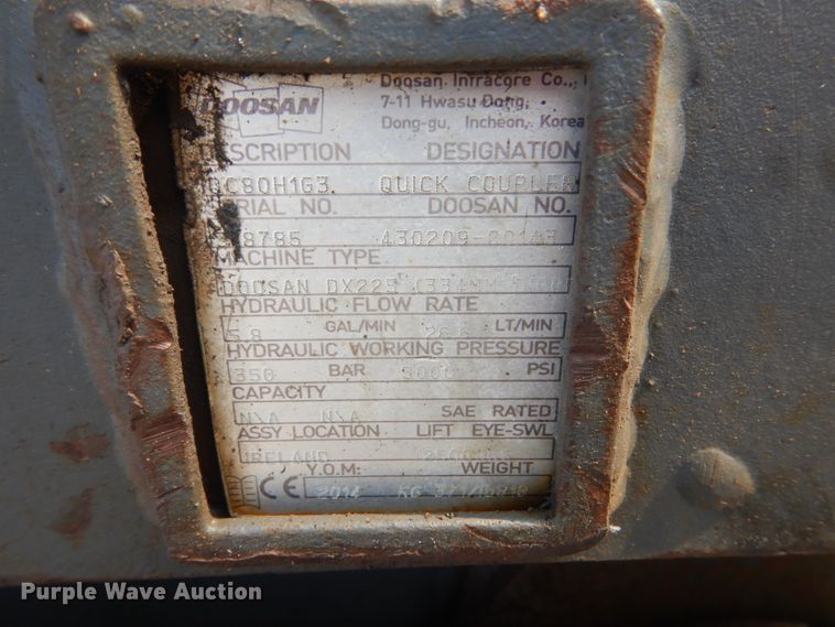 image for item DC8953 2014 Doosan DX225LC-3  excavator