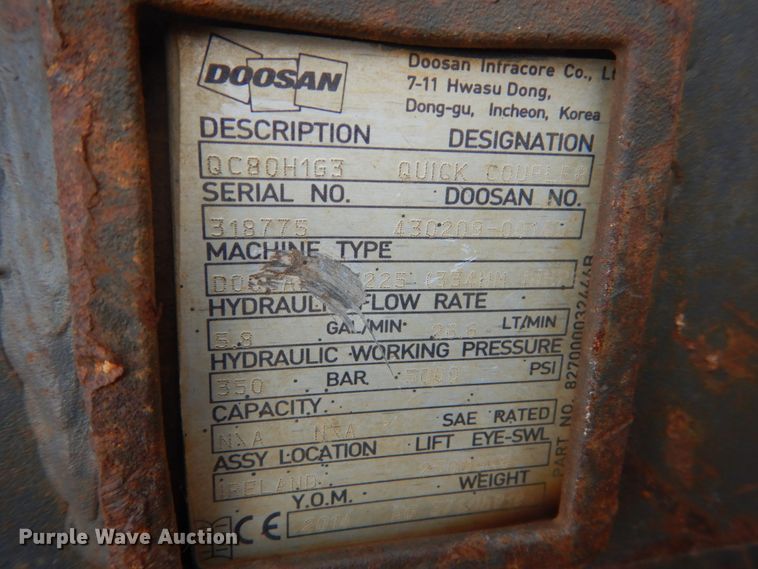 image for item DC8954 2014 Doosan DX225LC-3  excavator