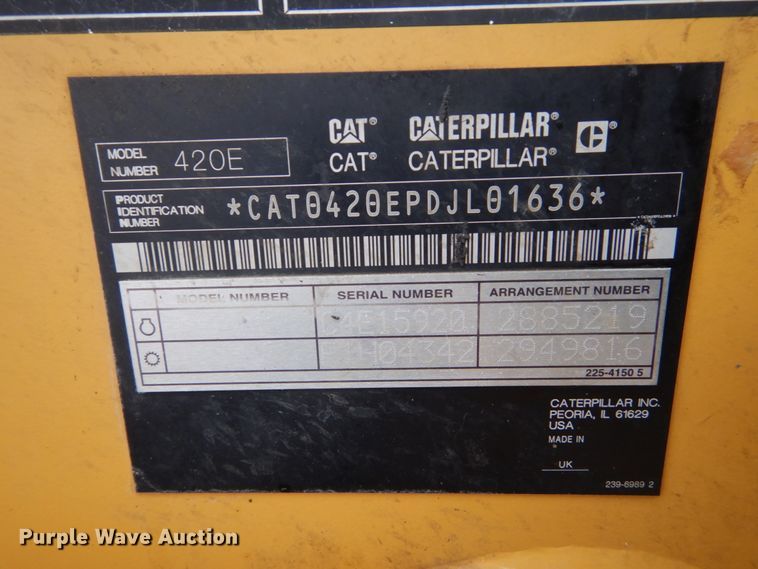 image for item DC8991 2011 Caterpillar 420E  backhoe